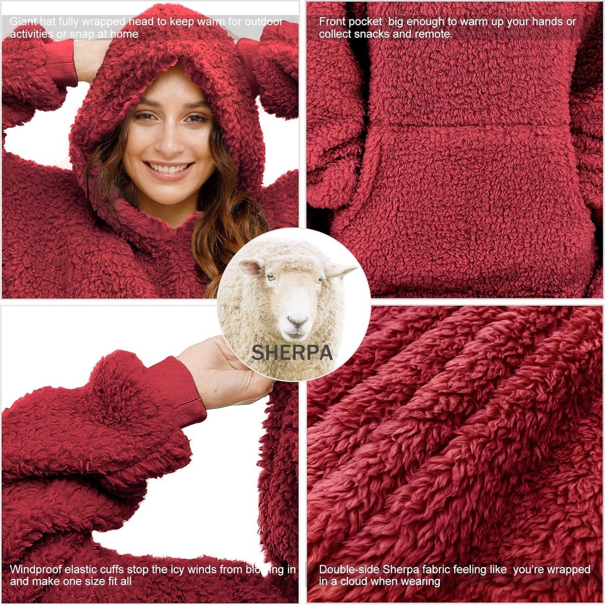 KFUBUO Draagbare deken hoodie voor volwassenen sherpa alle patronen kat KFUBUO Draagbare deken hoodie voor volwassenen sherpa alle patronen kat
