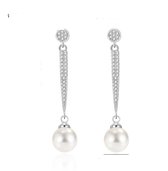 N3 Collecties Zilveren 925 luxe parel oorbellen met zirkonia's voor dames