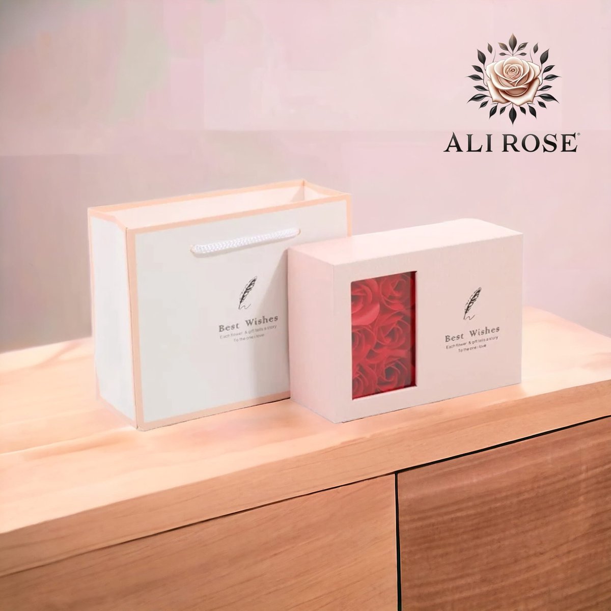 AliRose - Cadeau Box - 6 Zeep Rozen - Geschenkset Roze - Sieraad Niet Inbegrepen - Valentijn - Romantiek - Amor - Liefde - Love - Partner - Cadeau - Aanzoek - Bruiloft - TikTok - Instagram
