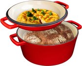 Poêle 2 en 1 en fonte, pour la cuisson du pain, qualité 6 kg, Ø 26 cm, adaptée aux plaques à induction, répartition de la chaleur par le haut, 4,6 l, idéale comme cocotte, faitout, moule à pain ou poêle