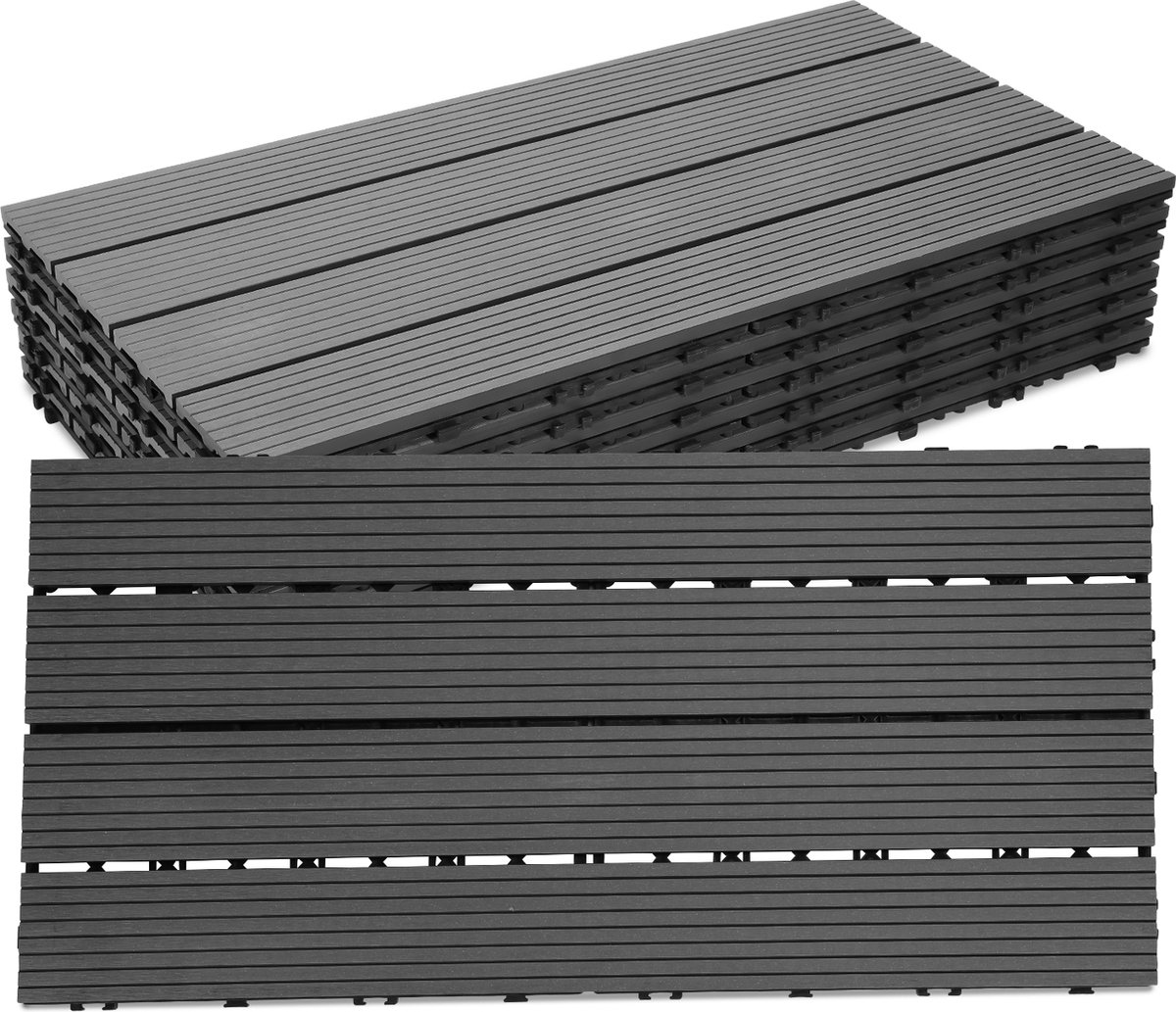 Bol.com Terrastegels 60x30cm 24 stuks 4m² WPC Tegels Balkon Terras of Vlonder Snelle Montage Vlondertegel Tuintegels Terrasplank... aanbieding