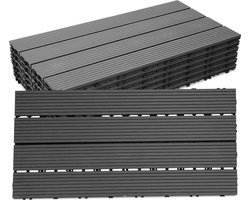 Terrastegels 60x30cm 24 stuks 4m² WPC Tegels Balkon Terras of Vlonder Snelle Montage Vlondertegel Tuintegels Terrasplanken Balkon vloer Kliktegels Buiten tegels Donkergrijs