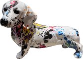 Teckel - Beeld - Decoratie - Graffiti - Popart - Kleurrijk - Verf - Hond - Gekleurd - 25x16cm