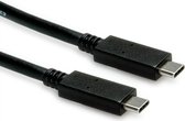 ROLINE USB 3.2 Gen 2 kabel, met PD (Power Delivery) 20V5A, Emark, C-C, M/M, zwart, 0,5 m