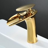 Gouden waterkraan badkamer wastafel kraan waterval badkranen mengkraan wastafel armaturen voor badkamer van messing (gepolijst goud)