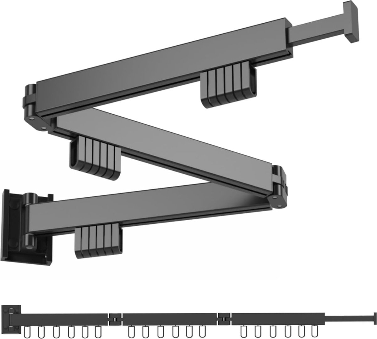 Goedkoopste Droogrek wandmontage, uittrekbaar wasrek, 3-voudig gevouwen, aluminium kledingstang, wasdroger, opvouwbaar, voor balkon, wasruimte, badkamer, terras, appartement, slaapzaal (zilvergrijs