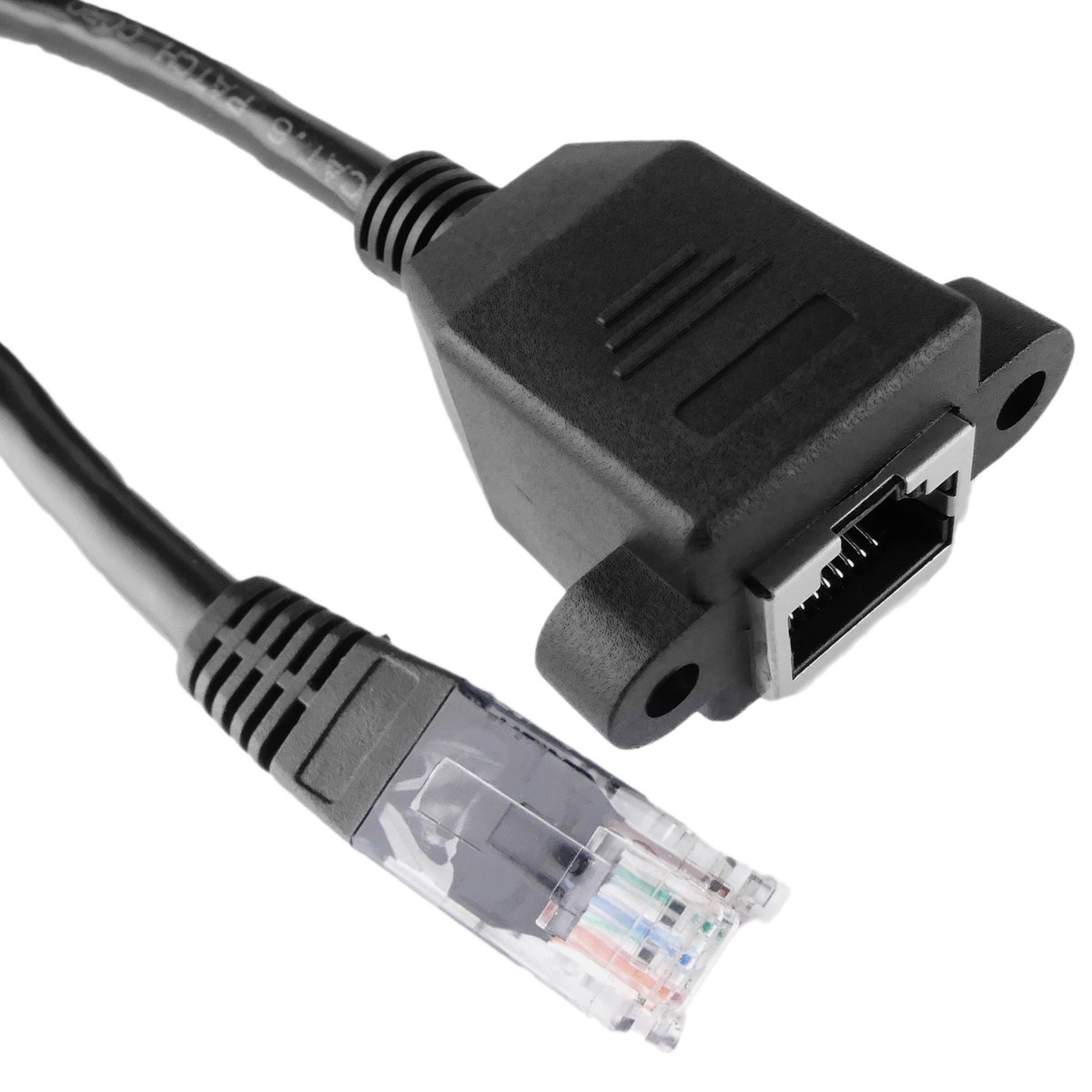 BeMatik - Categorie 6 UTP-kabel met connector voor bevestiging aan mannelijk paneel op vrouwelijk 50 cm zwart