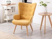 Fauteuil tissu VATELY - Jaune moutarde L 69 cm x H 95,5 cm x P 78 cm