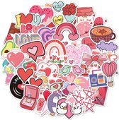 Sympli Stickers - Stickers 50 stuks - Hartjes - Love - Regenboog - Liefde - Cartoon - Emoji - Meme