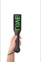Shots - Ouch! OU869GLO - 'Love'' Paddle - Glow in the Dark - Black/Neon Green