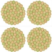 Onderzetters Vilt - Set 4 stuks - Bolletjes Terrakleuren Roze/Groen - 10 cm - Fairtrade Sjaalmetverhaal