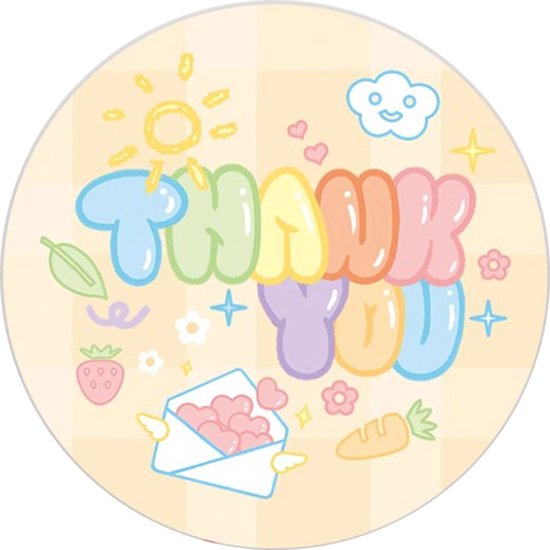 Ainy Sluitstickers Thank You - 60 bedankt stickers van 44 mm - ideaal voor cadeauverpakkingen, uitdeelzakjes, bedanktjes, traktatie en afscheid basisschool of opvang