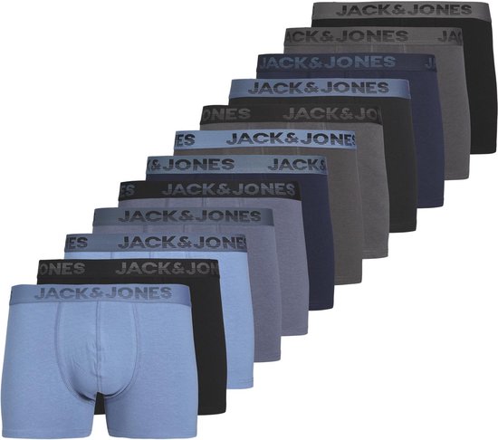 Jack & Jones Boxers Homme Trunks JACSHADE Blauw/ Grijs/ Zwart 12-Pack - Taille S