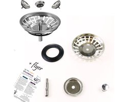Luxe Afvoerzeef RVS 80 mm - afvoerstop - Met instructieflyer - korfplug - gootsteenstop - korfplug gootsteen - Wehlkorfplug Zeefje - plugzeefje- korfplug