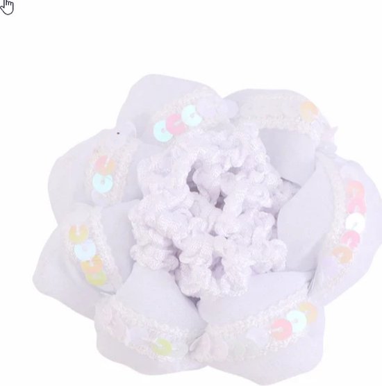 HorsebyAmy Scrunchie wit met knotnetje glitter