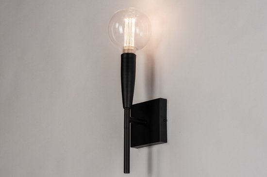 Lumidora Wandlamp 73977 - Voor binnen - FAKKEL - E27 - Zwart - Metaal