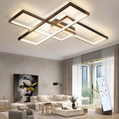 LED Plafondlamp Dimbaar - Moderne Zwarte Woonkamerlamp met Geometrisch Design, Afstandsbediening, 65W