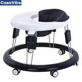 CasaVibe baby loopstoel - loopwagen - loopstoeltje baby - baby walker - Wit - Zwart