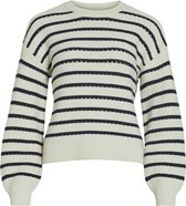 Vila Trui Vijoffi O-neck L/s Stripe Knit Top 14093096 Egret/navy Blazer Dames Maat - XS