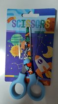 kinderschaar - schaartje papier kids - 13 cm - raket planeten ruimte - schaar - blauw