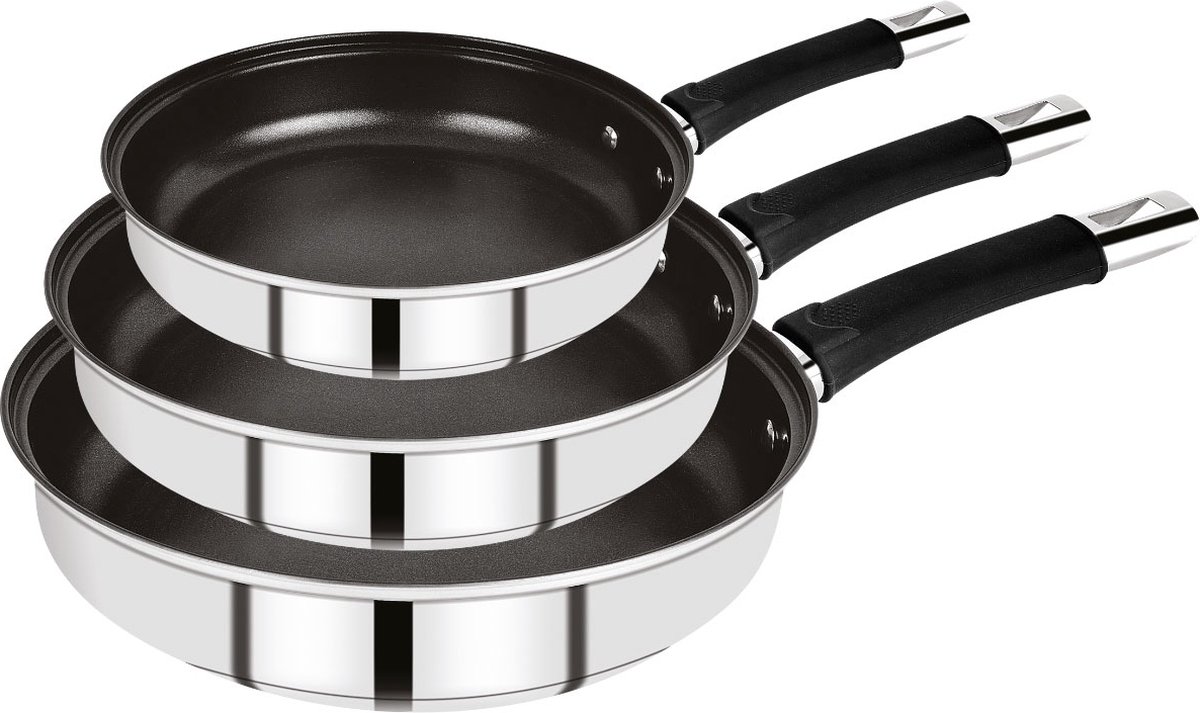 Bergner Koekenpannenset Alena - 3-delig -D18 D20 en D24 cm -RVS - Inductie