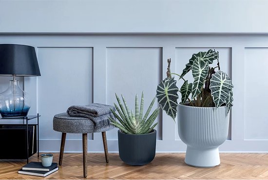 Prosperplast Milly Designer-bloempot Modern cilinderontwerp incl. plantinzet, voor binnen en buiten, vorstbestendig, hittebestendig en UV-stralenbestendig (Antraciet, ⌀ 390 mm
