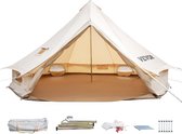 6m Bell Tent Outdoor Glamping Canvas Tent Katoenen Tipi Tent voor Kamperen Waterdicht voor Familie Kamperen Buiten Jagen voor Alle Seizoenen