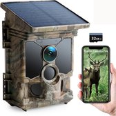 Premium Wildcamera Voor Buiten - Wildcamera - met Zonnepaneel - 0,1 Seconde Reactietijd - 120° Openingshoek - 4k Kwaliteit - Inclusief SD Kaart