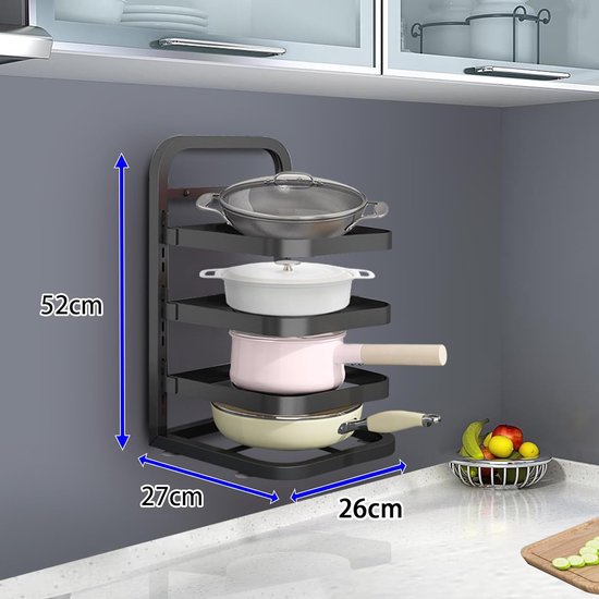 Organisateur De Casseroles Et Poêles, Support De Rangement Réglable Pour Ustensiles De Cuisson, Support De Couvercle