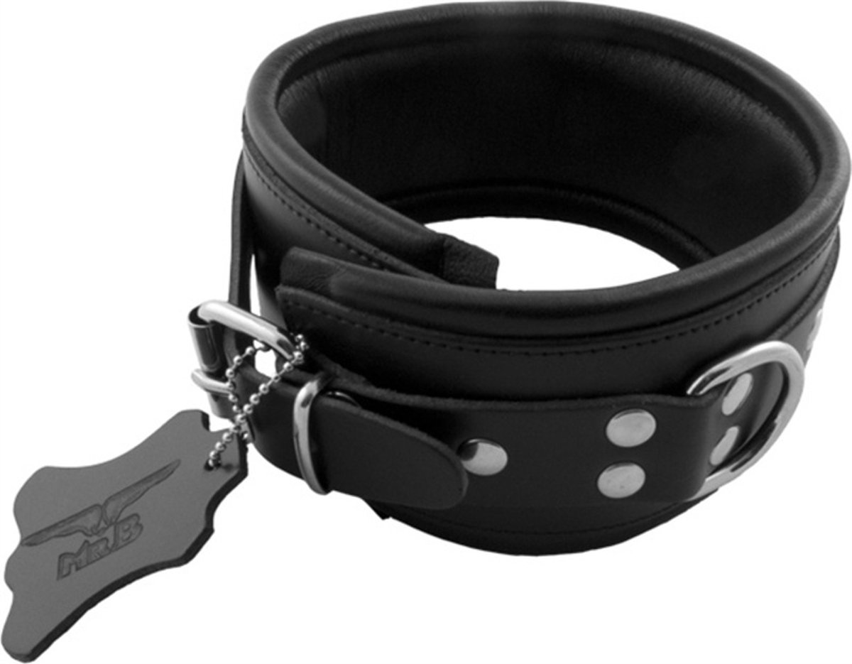 Leren Slavenhalsband Zwart - 7.50cm