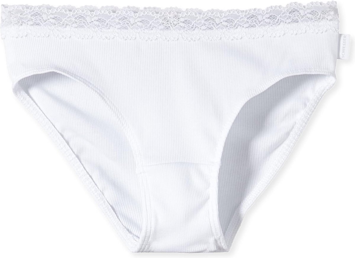 Schiesser slip met kant dubbelrib wit - Long Life Cotton