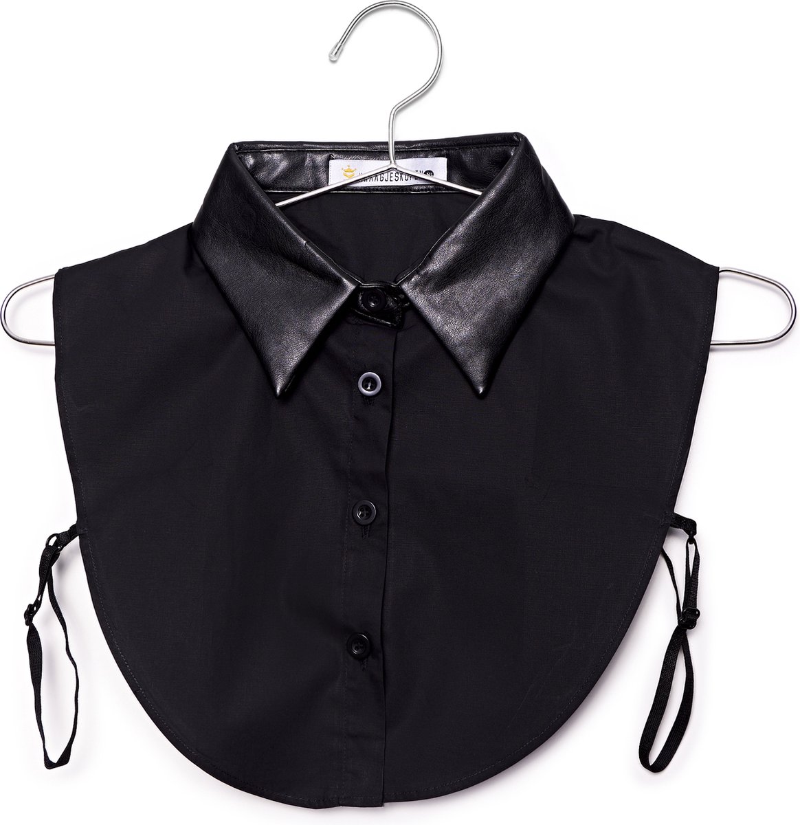Kraagjeskopen.nl - Los Kraagje Zwart Lederlook Puntkraag - High Quality Blouse Kraagje Dames