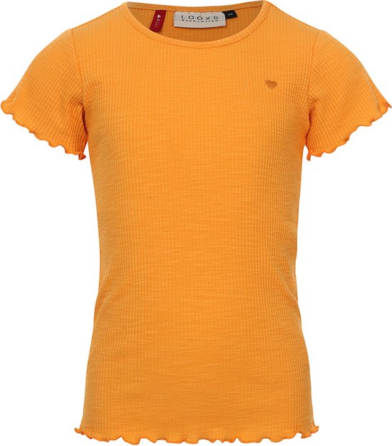 Meisjes t-shirt slub rib - Oranje