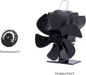 Jo-Jo Products 4U - Kachelventilator - 6bladen aangedreven - Houtkachel ventilator - Haardventilator - Eco fan - zwart