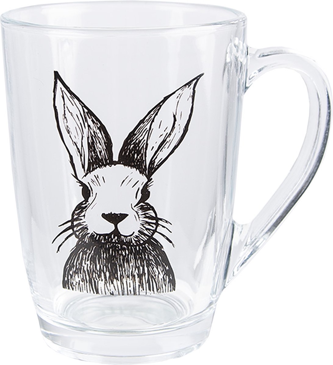 Clayre & Eef Theeglas 300 ml Transparant Glas Konijn