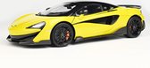 Het 1:18 gegoten model van de McLaren 600 LT in geel. De fabrikant van het schaalmodel is LCD Models. Dit model is alleen online verkrijgbaar