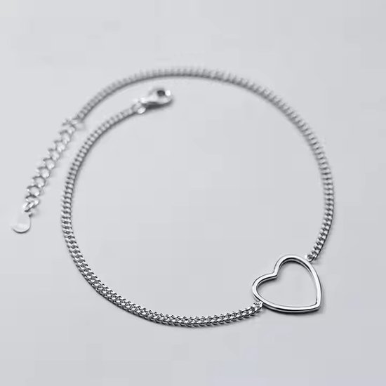 N3 Collecties Minimalistisch 925 sterling zilver mode groot hart enkelbandje voor dames