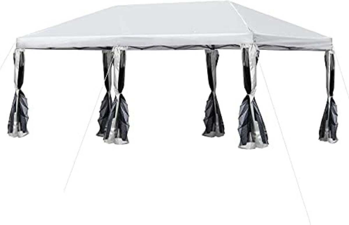 Pop up partytent - Partytent opvouwbaar - Vouwtent - Partytent opvouwbaar met zijwanden - 5,9 x 2,95 x 2,5 m - Crèmewit