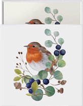 1 Decoratiedoos met papieren lunch servetten - Oiseau sur Branche - Vogel - Roodborstje - Geschenkbox