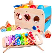 speelgoed à partir de 1 an, 3 en 1, Montessori, apprentissage préscolaire éducatif, jouets musicaux, speelgoed en bois, jouets à tirer, cadeau d'anniversaire pour enfants et bébés