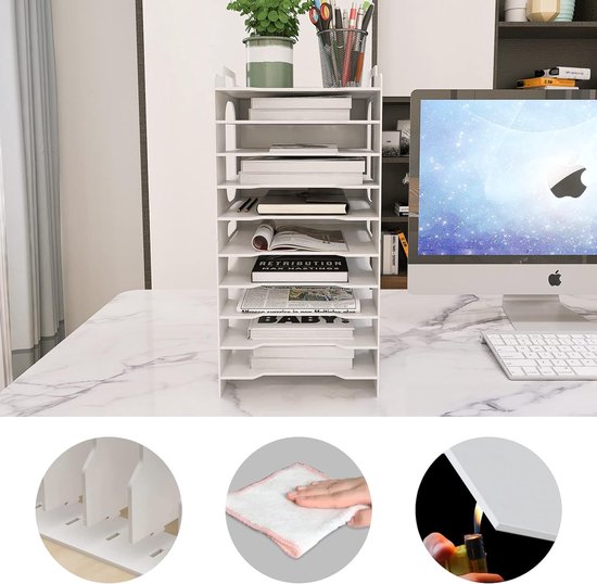 Zilpoo 5 Tier - Plastic Bureau Brief Organizer Trays, Stapelbare Office Desktop Document Papieropslag, Voorlader Bestandshouder, Portret
