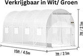 Mima® Tuinkas - Broeikas - Kweekkas - Wit - Ideaal voor alle Seizoenen - Tunnelkas - Kweek - Verzinkt Staal - 8 Ramen