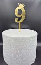 Taarttopper - Cijfer Large (17 cm) - negen - 9 - Taartdecoratie - Cake Topper - getal - voor leeftijd: 19 / 29 / 39 / 49 / 59 / 69 / 79 / 89 / 90 / 91 / 92 / 93 / 94 / 95 / 96 / 97 / 98 / 99