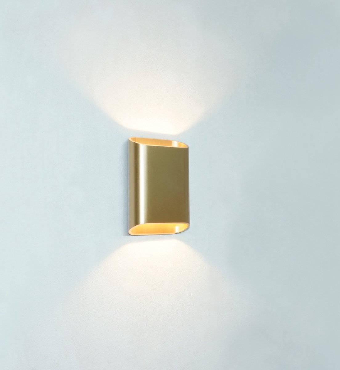 Wandlamp Diaz-S Warm Goud - hoogte 15cm - LED 2x3W 2700K 2x330lm - IP54 - Dimbaar > wandlamp binnen goud | wandlamp goud | muurlamp goud | design lamp goud | led lamp goud | sfeer lamp goud | up and down lamp goud