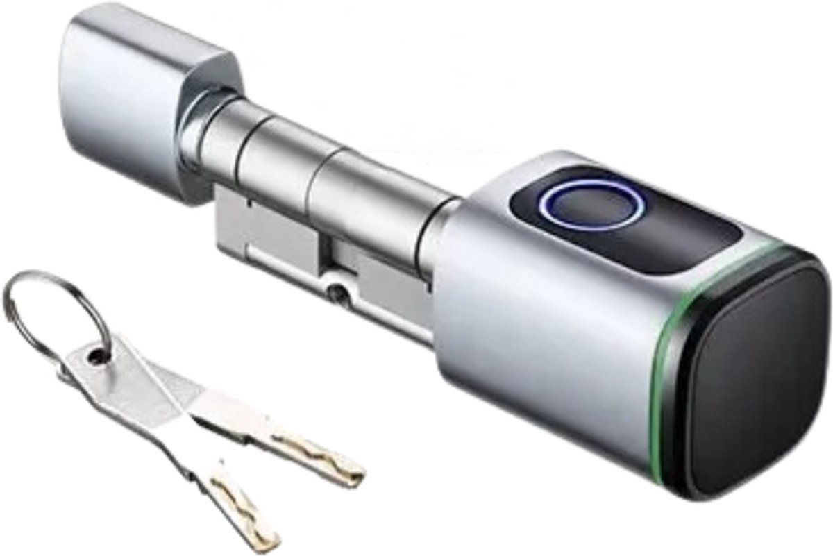 Clixify Elektrisch Deurslot - Cilindersloten gelijksluitend - Smart Lock - Slim slot - Knopcilinder - Deurdikte: 30-60mm - 4 manieren via de Tuya App, vingerafdruk, IC-kaart of handmatig - Sleutelcilinderslot met knop - Cilinderslot 40/40 - Merkloos