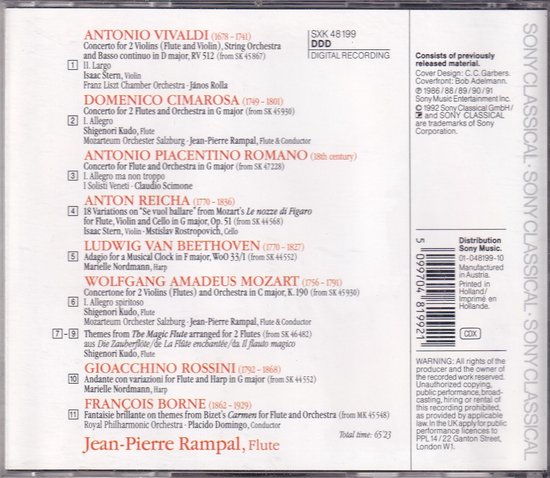 CD hoes met tekstlijst en Sony Classical logo. Gemaakt in Holland.