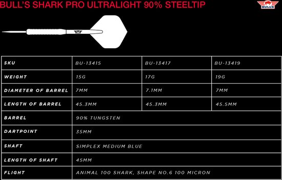 Bull's Shark Pro C 90%-15 gram Dartpijlen van Bull's — afbeelding 4