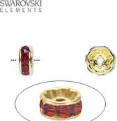 Swarovski Elements, 12 stuks Swarovski strass rondelle spacer kralen, 6mm, goud met siam chatons