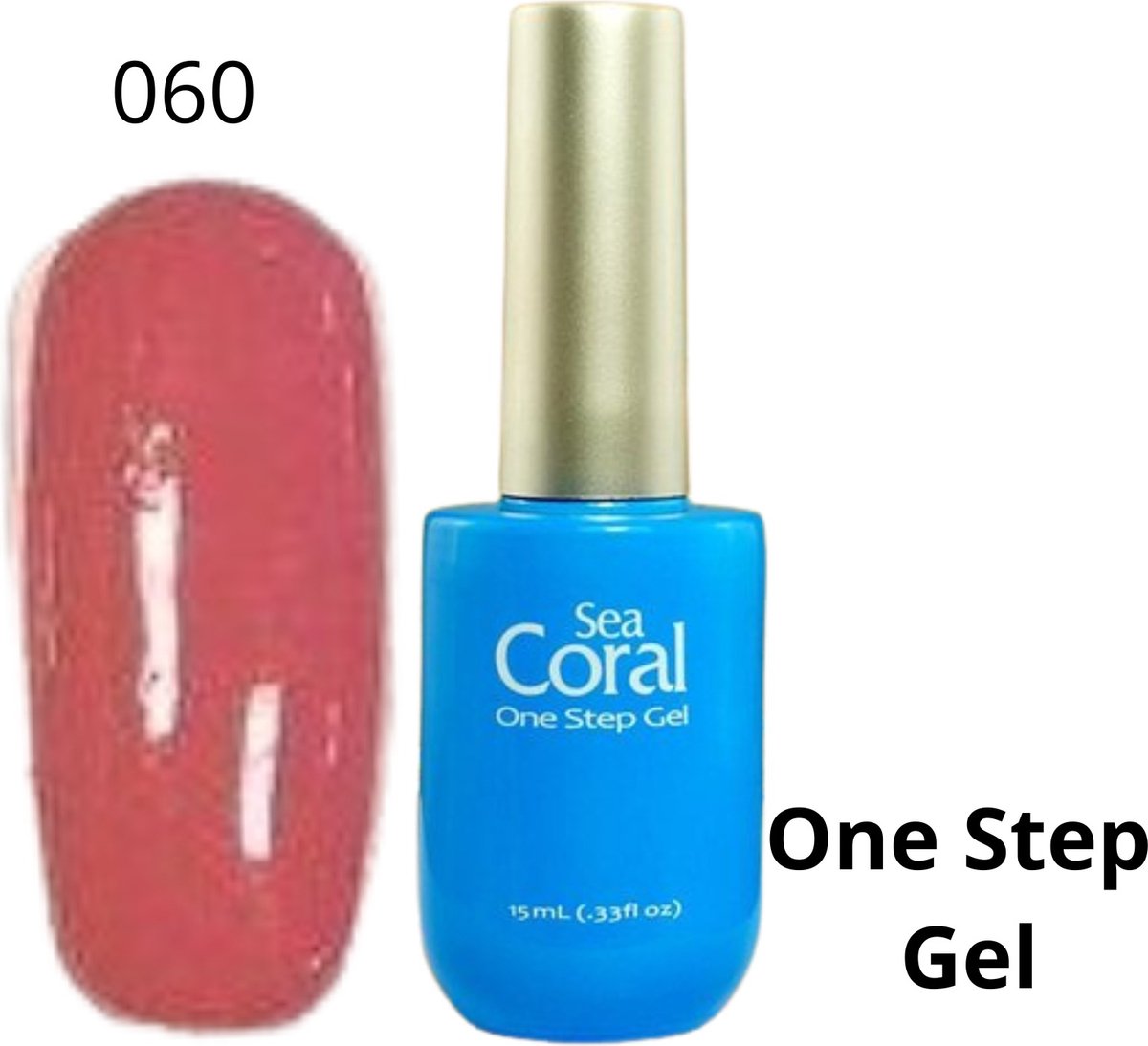 SeaCoral One Step No Wipe Gellak, Gel Nagellak, GelPolish, zónder kleeflaag,UV en LED, kleur 060