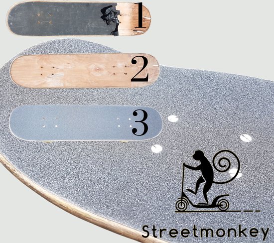 Griptape voor skateboard tape stuntstep antislip deck 83,5 x 23 cm - Street Monkey